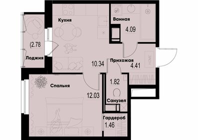 Квартира 35,5 м², 1-комнатная - изображение 1