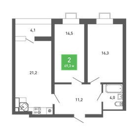 Квартира 69,3 м², 2-комнатная - изображение 1