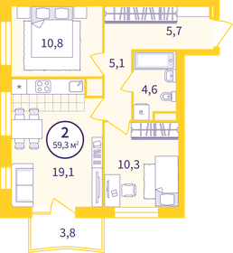 43,6 м², 2-комнатная квартира 6 100 000 ₽ - изображение 40