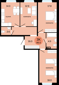 94,6 м², 3-комнатная квартира 6 300 000 ₽ - изображение 76