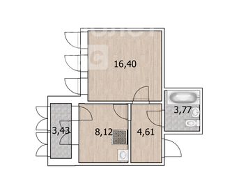 Квартира 34,6 м², 1-комнатная - изображение 1