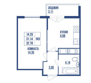 Квартира 34,3 м², 1-комнатная - изображение 5