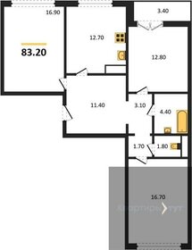 Квартира 83,2 м², 3-комнатная - изображение 1