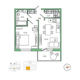 Квартира 42,3 м², 1-комнатная - изображение 1