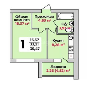 Квартира 35,5 м², 1-комнатная - изображение 1