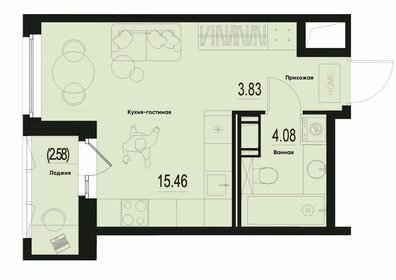 Квартира 24,7 м², студия - изображение 1