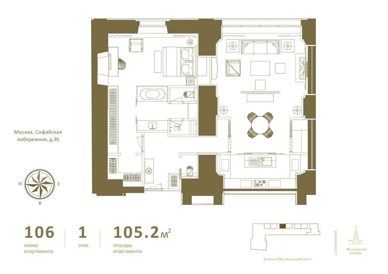 105,2 м², 2-комнатные апартаменты 110 349 560 ₽ - изображение 1