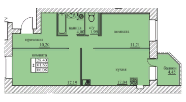 61,1 м², 2-комнатная квартира 5 496 300 ₽ - изображение 35