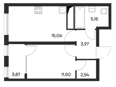 Квартира 42,1 м², 1-комнатная - изображение 1