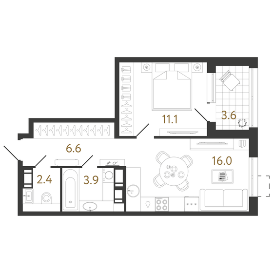 40 м², 1-комнатная квартира 13 012 236 ₽ - изображение 1