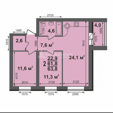 Квартира 63,8 м², 2-комнатная - изображение 5