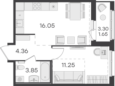 46,3 м², 1-комнатная квартира 14 000 000 ₽ - изображение 135