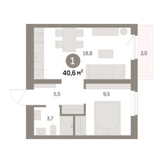 Квартира 40,6 м², 1-комнатная - изображение 3