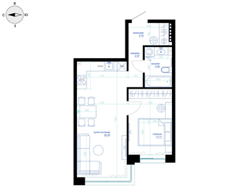 Квартира 44,4 м², 1-комнатная - изображение 3