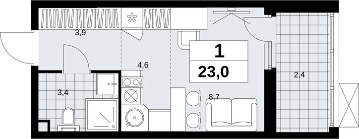 23,5 м², квартира-студия 7 702 484 ₽ - изображение 32