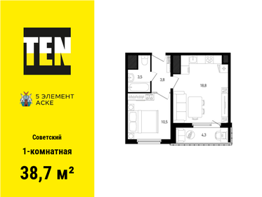 Квартира 38,7 м², 1-комнатная - изображение 1