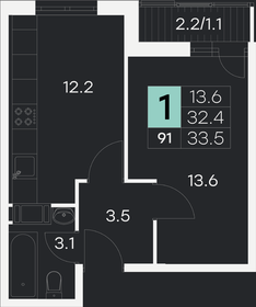 33,2 м², 1-комнатная квартира 4 568 320 ₽ - изображение 20