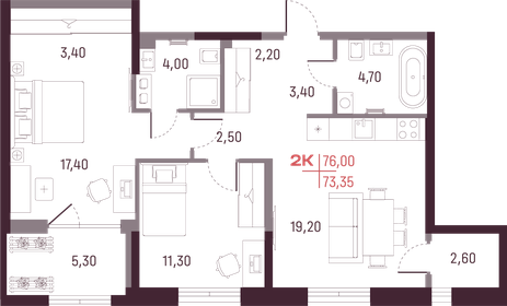 77,3 м², 2-комнатная квартира 8 400 000 ₽ - изображение 66