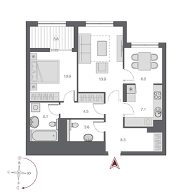 62,4 м², 2-комнатная квартира 13 950 000 ₽ - изображение 38