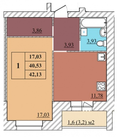 37,8 м², 1-комнатная квартира 3 900 000 ₽ - изображение 94