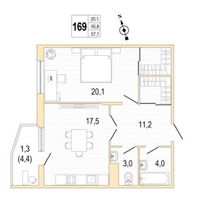 63,7 м², 3-комнатная квартира 12 300 000 ₽ - изображение 122