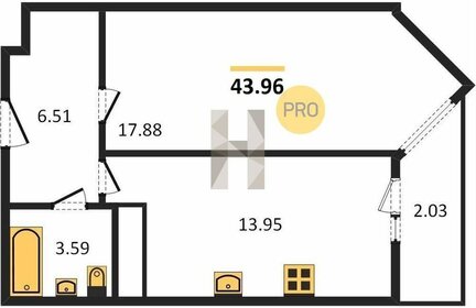 Квартира 43 м², 1-комнатная - изображение 4