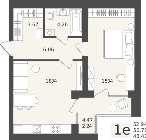 48,3 м², 2-комнатная квартира 7 389 900 ₽ - изображение 39