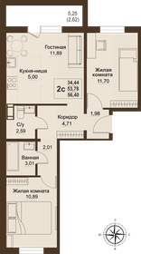 53,4 м², 3-комнатная квартира 5 418 070 ₽ - изображение 10