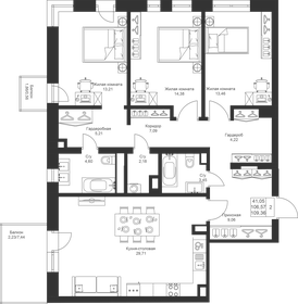 Квартира 109,4 м², 3-комнатная - изображение 1