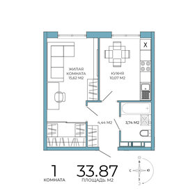 34 м², 1-комнатная квартира 2 992 000 ₽ - изображение 6
