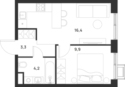 33,7 м², 1-комнатная квартира 11 343 420 ₽ - изображение 14