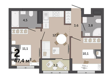 51,6 м², 2-комнатная квартира 7 790 000 ₽ - изображение 122