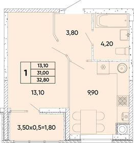 32,9 м², 1-комнатная квартира 4 484 270 ₽ - изображение 72