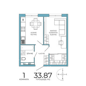34 м², 1-комнатная квартира 2 886 000 ₽ - изображение 47