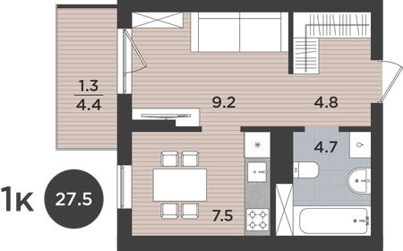 38,5 м², 1-комнатная квартира 2 650 000 ₽ - изображение 84