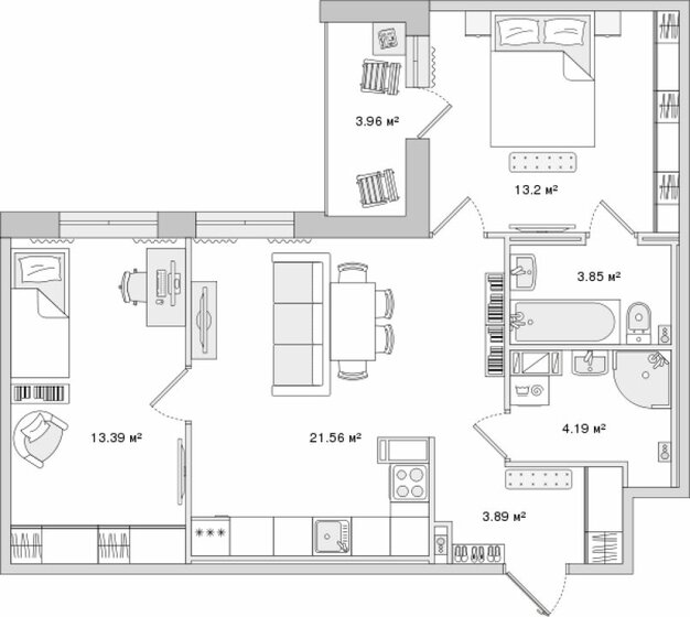 64 м², 2-комнатная квартира 19 387 956 ₽ - изображение 1