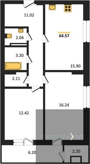 64,6 м², 2-комнатная квартира 8 958 754 ₽ - изображение 1