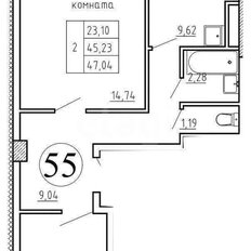 Квартира 47 м², 2-комнатная - изображение 2