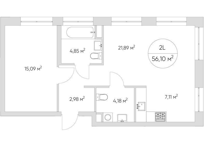 56 м², 2-комнатные апартаменты 20 194 764 ₽ - изображение 1