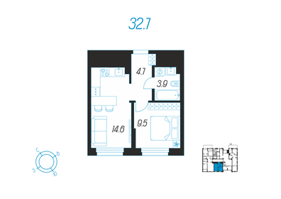 37,2 м², 1-комнатная квартира 5 500 000 ₽ - изображение 44