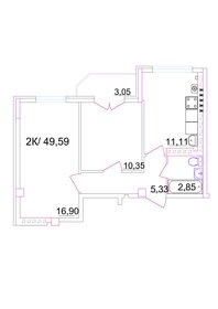 50,1 м², 2-комнатная квартира 3 982 500 ₽ - изображение 6