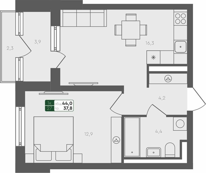 45,3 м², 2-комнатная квартира 4 500 000 ₽ - изображение 101