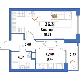 36 м², 1-комнатная квартира 5 200 000 ₽ - изображение 14