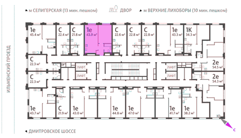 44,4 м², 1-комнатная квартира 14 990 000 ₽ - изображение 81