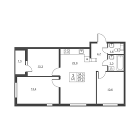 Квартира 67,8 м², 3-комнатная - изображение 1