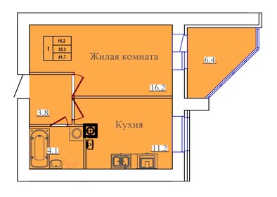 45,7 м², 2-комнатная квартира 3 500 000 ₽ - изображение 74