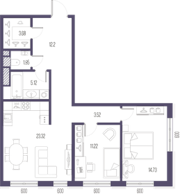 Квартира 75,7 м², 2-комнатная - изображение 1