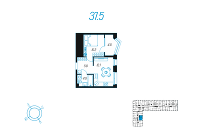 37,5 м², 1-комнатная квартира 6 478 000 ₽ - изображение 21