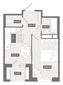 32,5 м², 1-комнатная квартира 5 395 000 ₽ - изображение 89