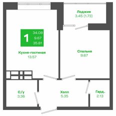 Квартира 35,8 м², 1-комнатная - изображение 2